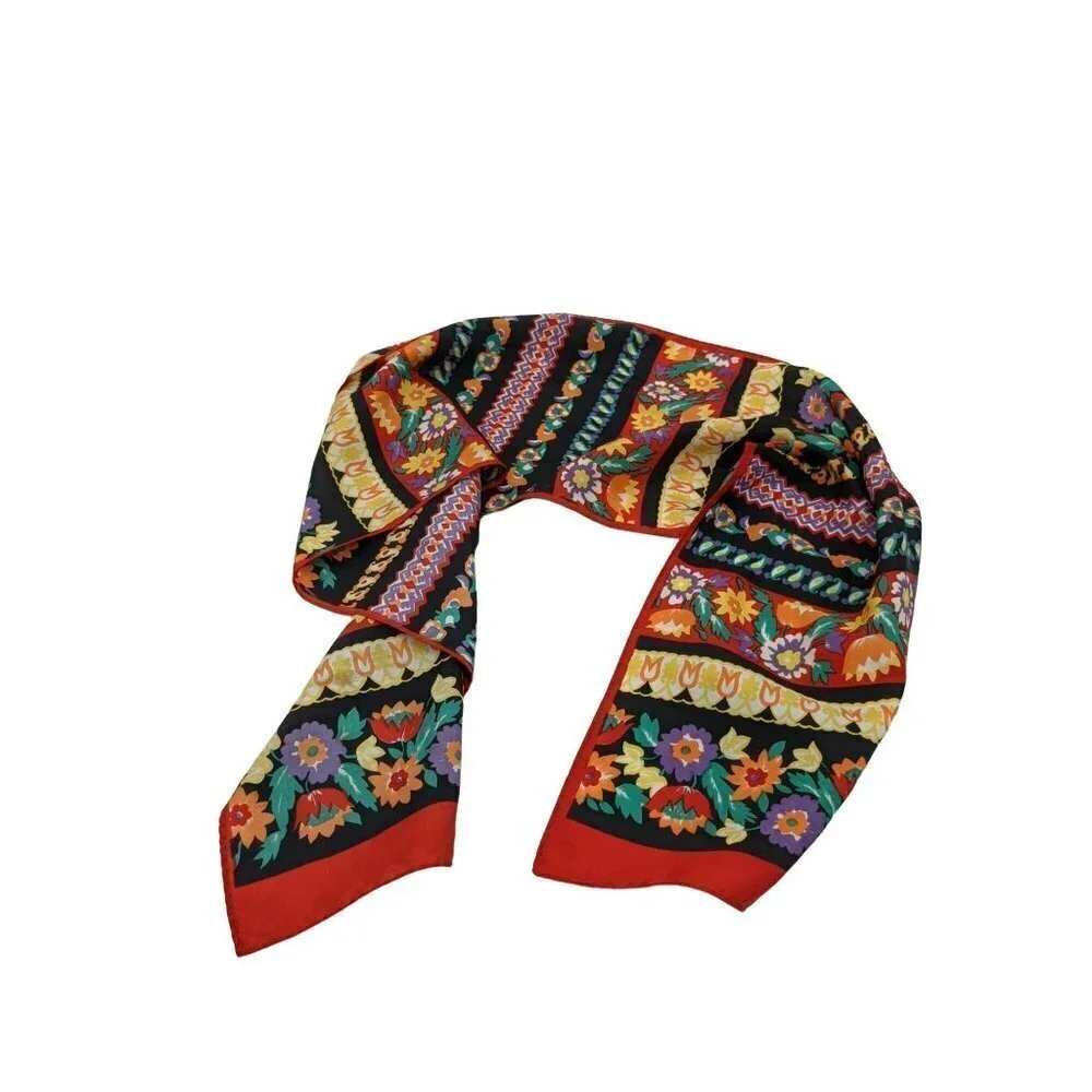 Vintage Style‎ Floral Striped Oblong Scarf Red Black Bohemian Paisley Accessory